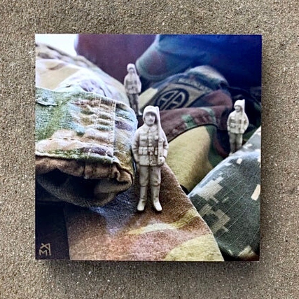 Antique Toy Soldiers Mounted Photo Camo Art Tile